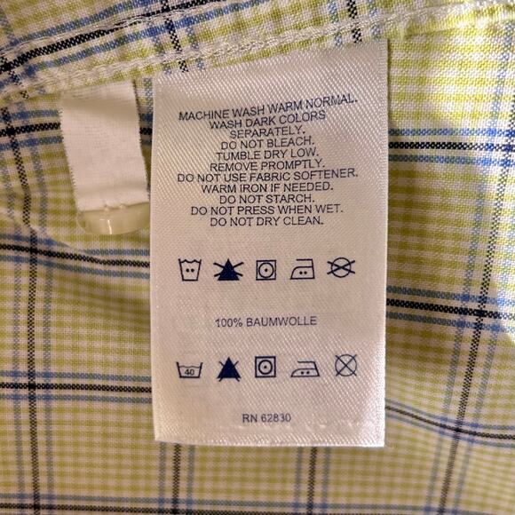 Lands' End Plaid No Iron Pinpoint Oxford Longsleeve Button Down Shirt Size 14 - Picture 12 of 12